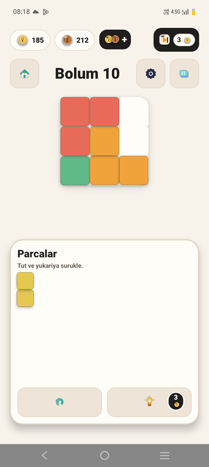 Puzzle Grid 3x3 bölüm ekranı