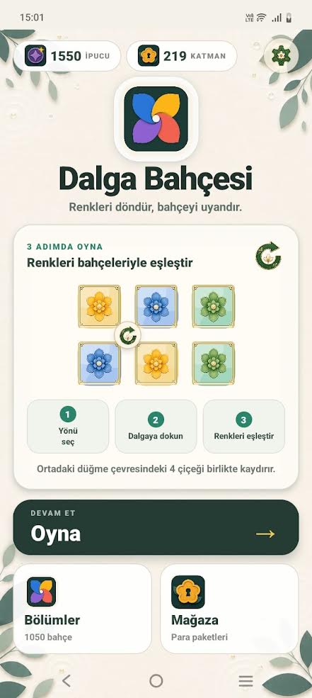 Dalga Bahçesi oyun ekranı